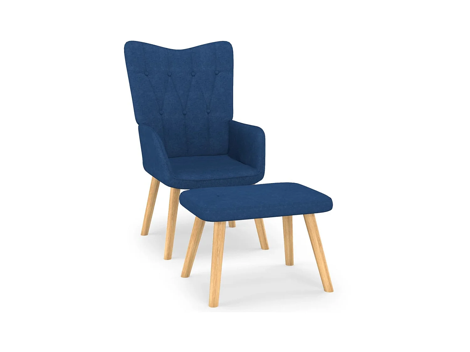 Chaise de relaxation avec tabouret Bleu Tissu