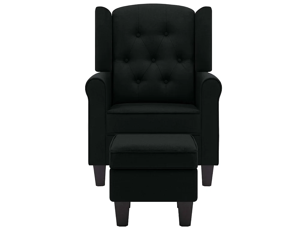 Fauteuil avec repose-pied Noir Tissu
