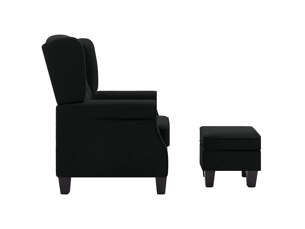 Fauteuil avec repose-pied Noir Tissu
