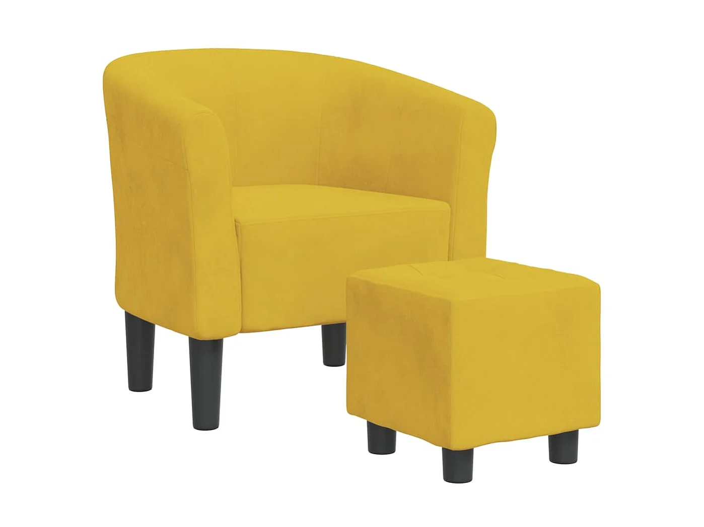 Sillón convertible con reposapiés de terciopelo amarillo.