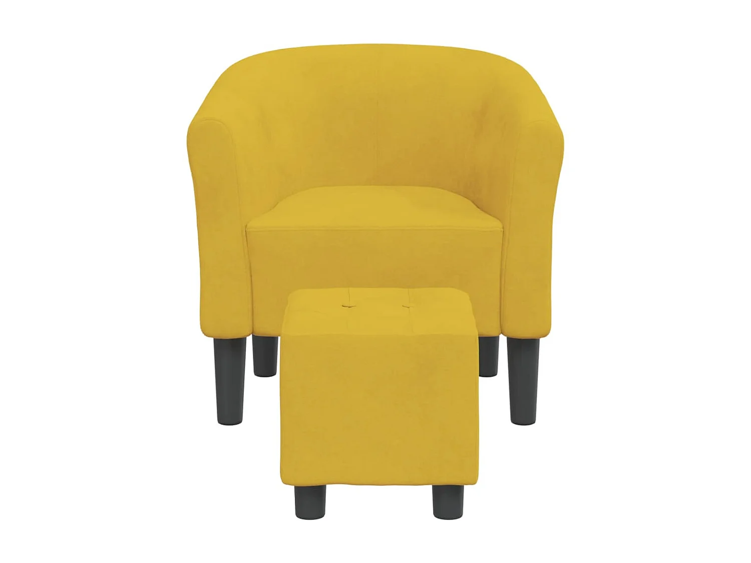 Sillón convertible con reposapiés de terciopelo amarillo.