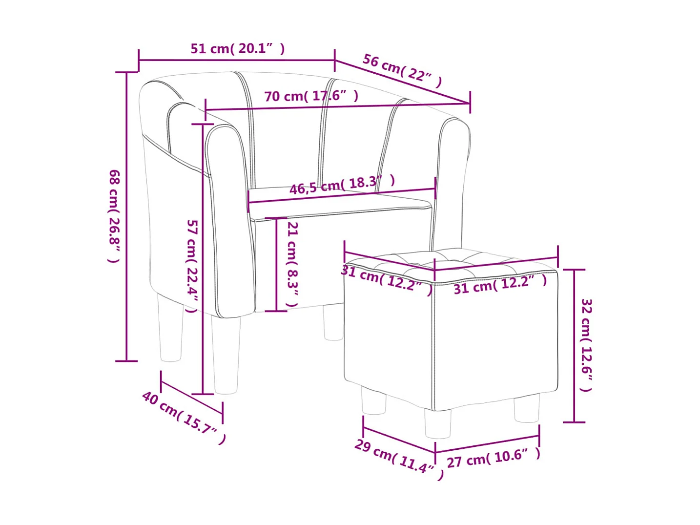 Fauteuil cabriolet avec repose-pied jaune velours