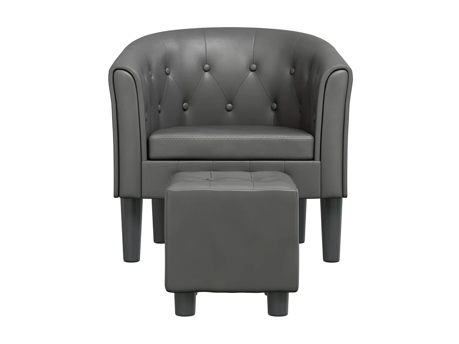 Sillón convertible con reposapiés de piel sintética gris