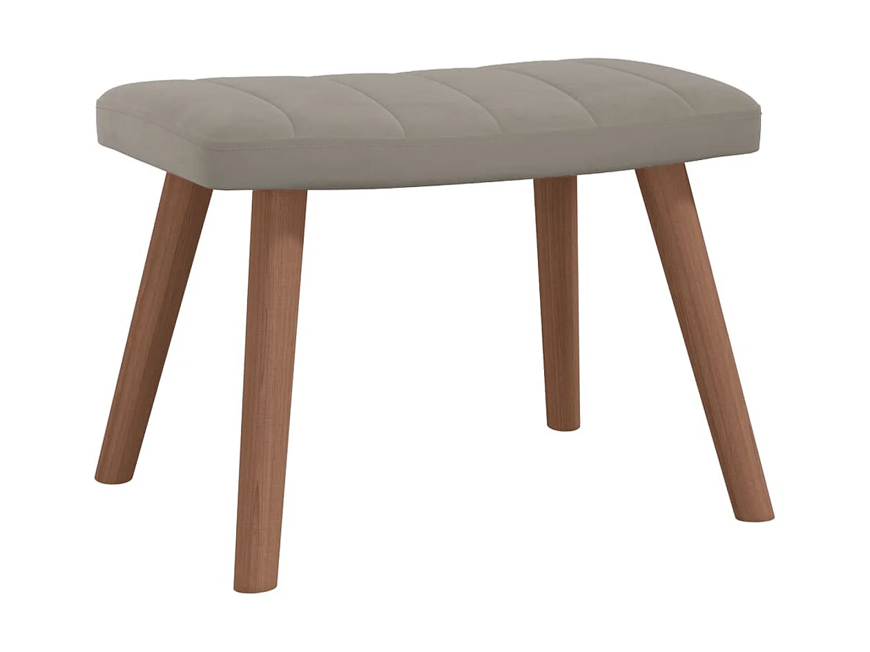 Chaise de relaxation avec repose-pied Gris clair Velours