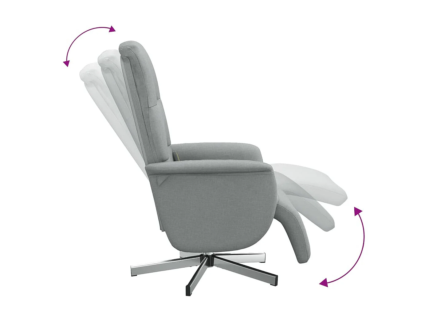 Fauteuil inclinable de massage et repose-pieds gris clair tissu