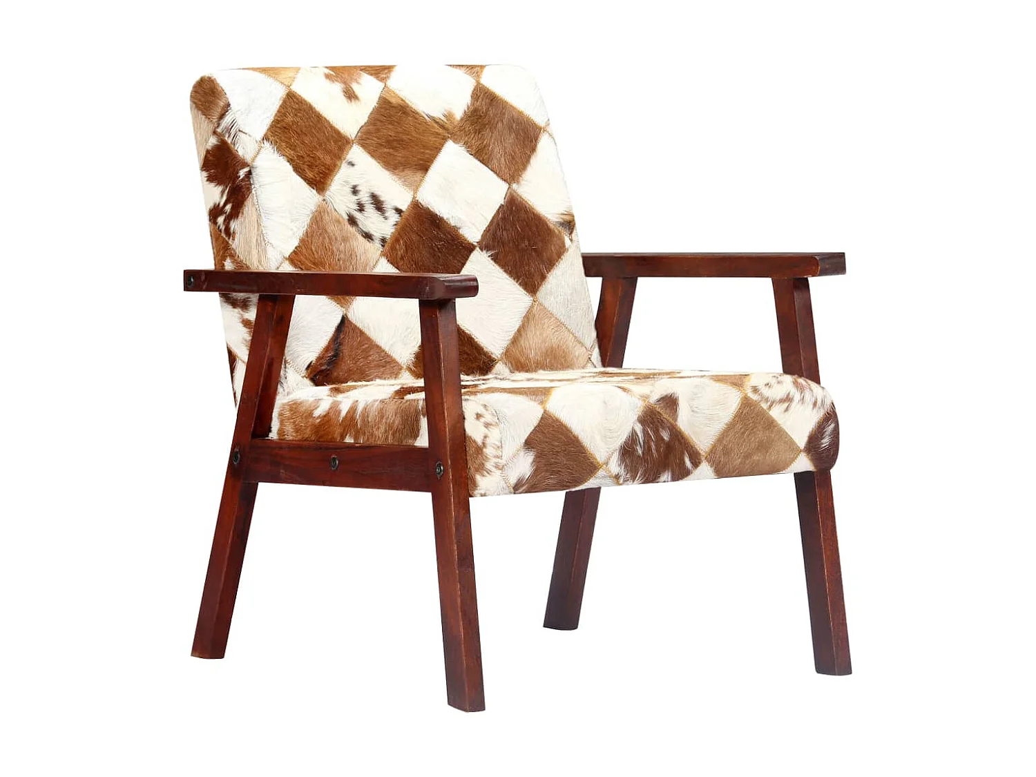 Witte en bruine fauteuil Echt geitenleer