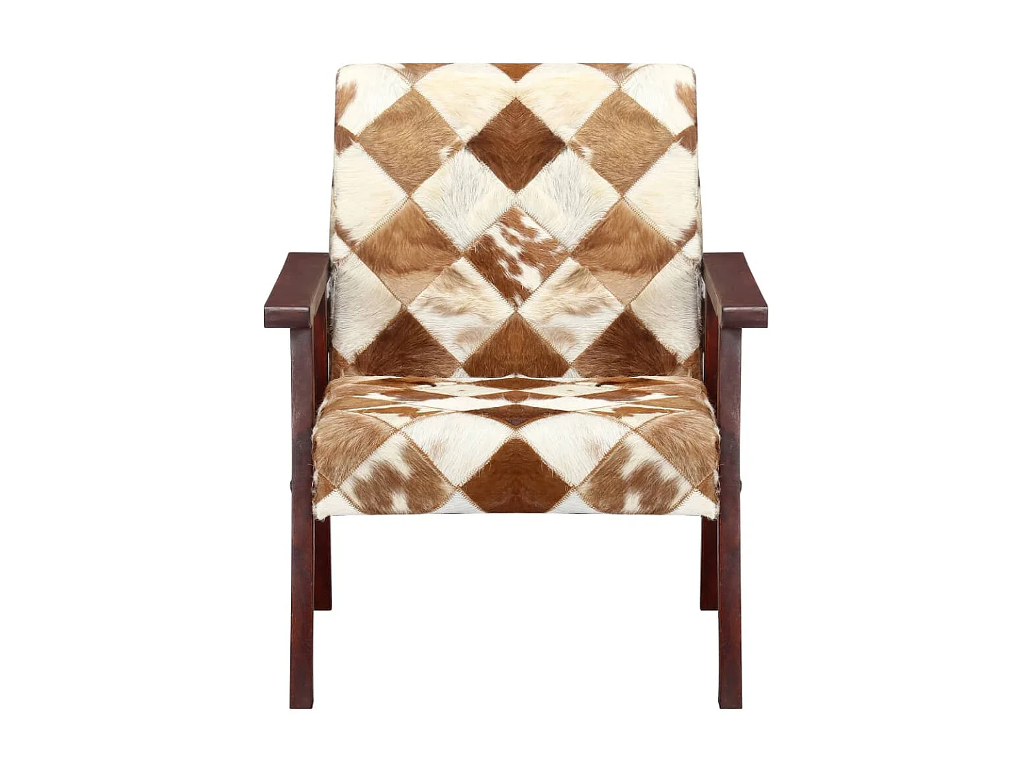 Fauteuil Blanc et marron Cuir véritable de chèvre