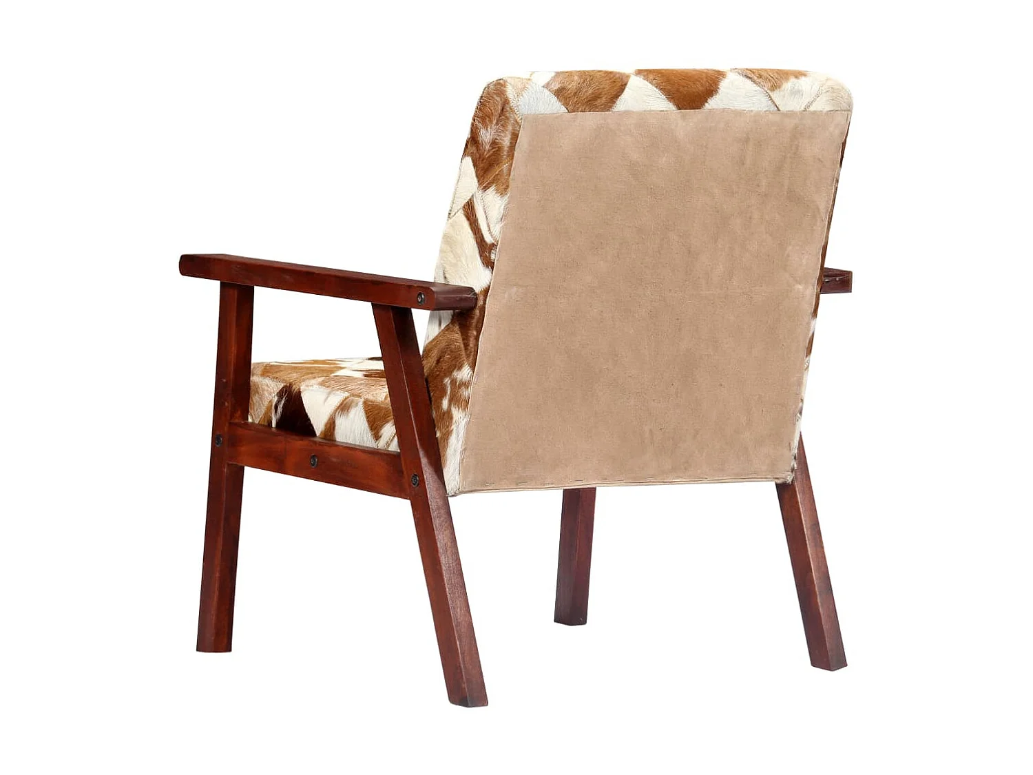 Fauteuil Blanc et marron Cuir véritable de chèvre