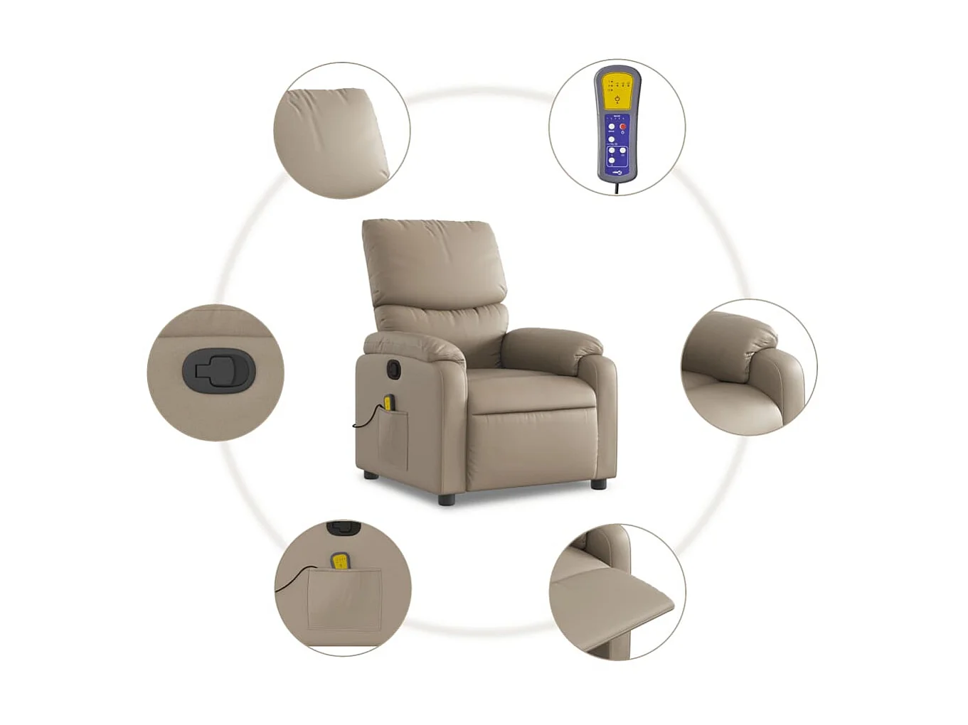 Liggende massagestoel Cappuccino Kunstleer