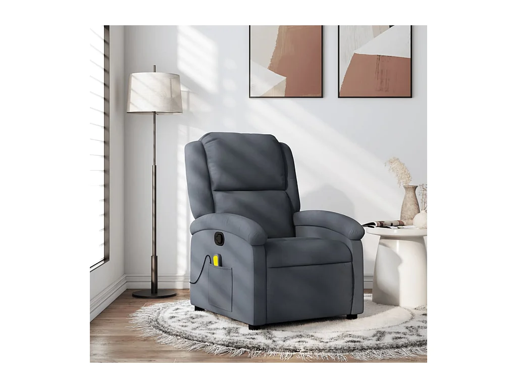 Fauteuil de massage inclinable gris foncé velours