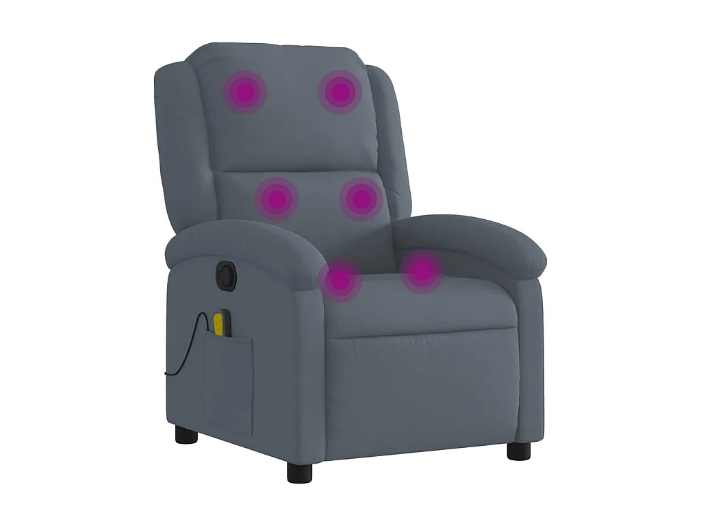Fauteuil de massage inclinable gris foncé velours