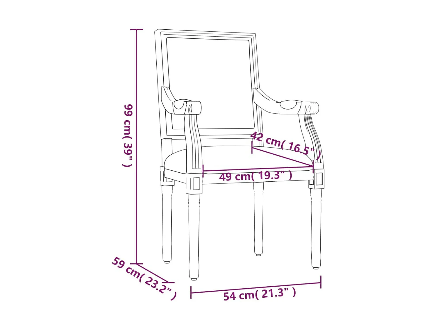 Poltrona cinza escuro 54x59x99 cm tecido