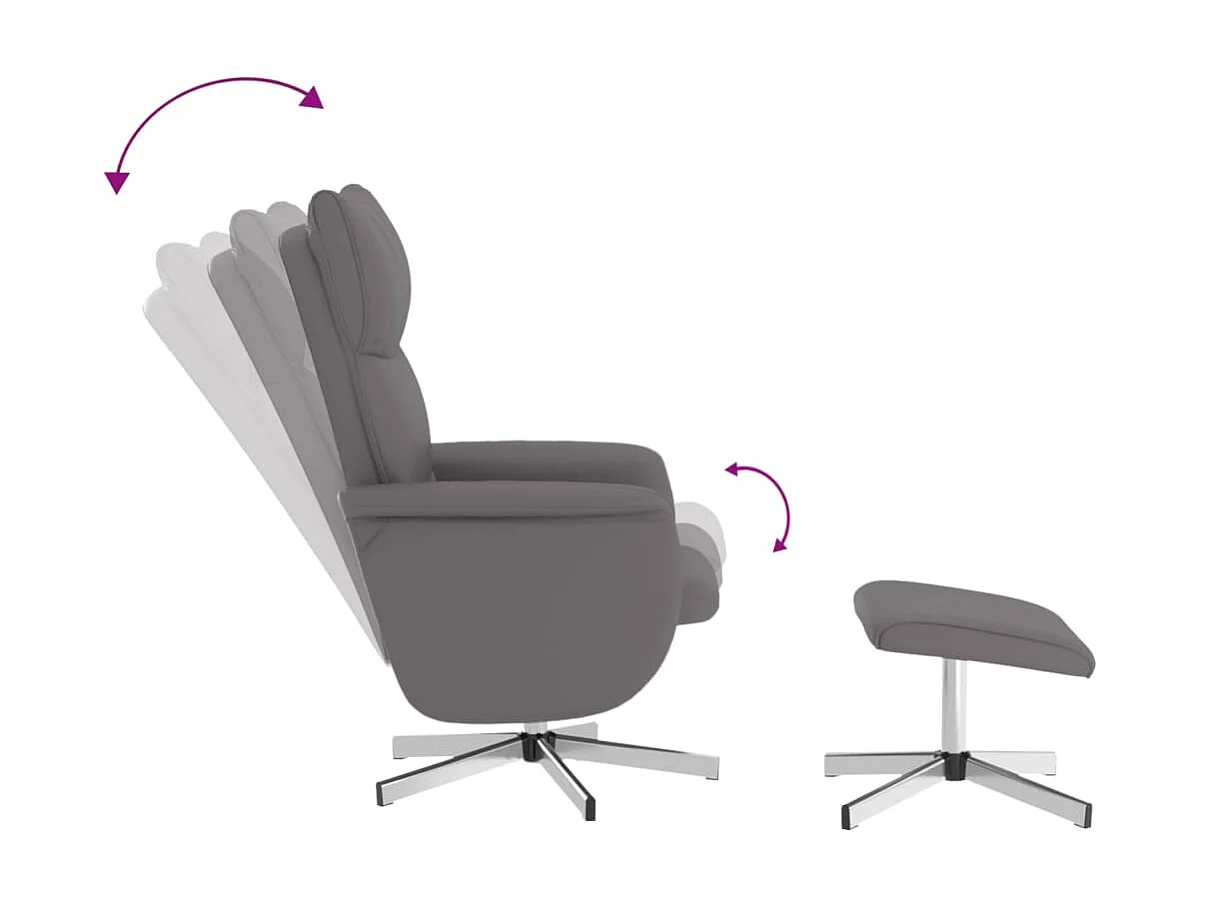 Grijze kunstleren fauteuil met voetsteun