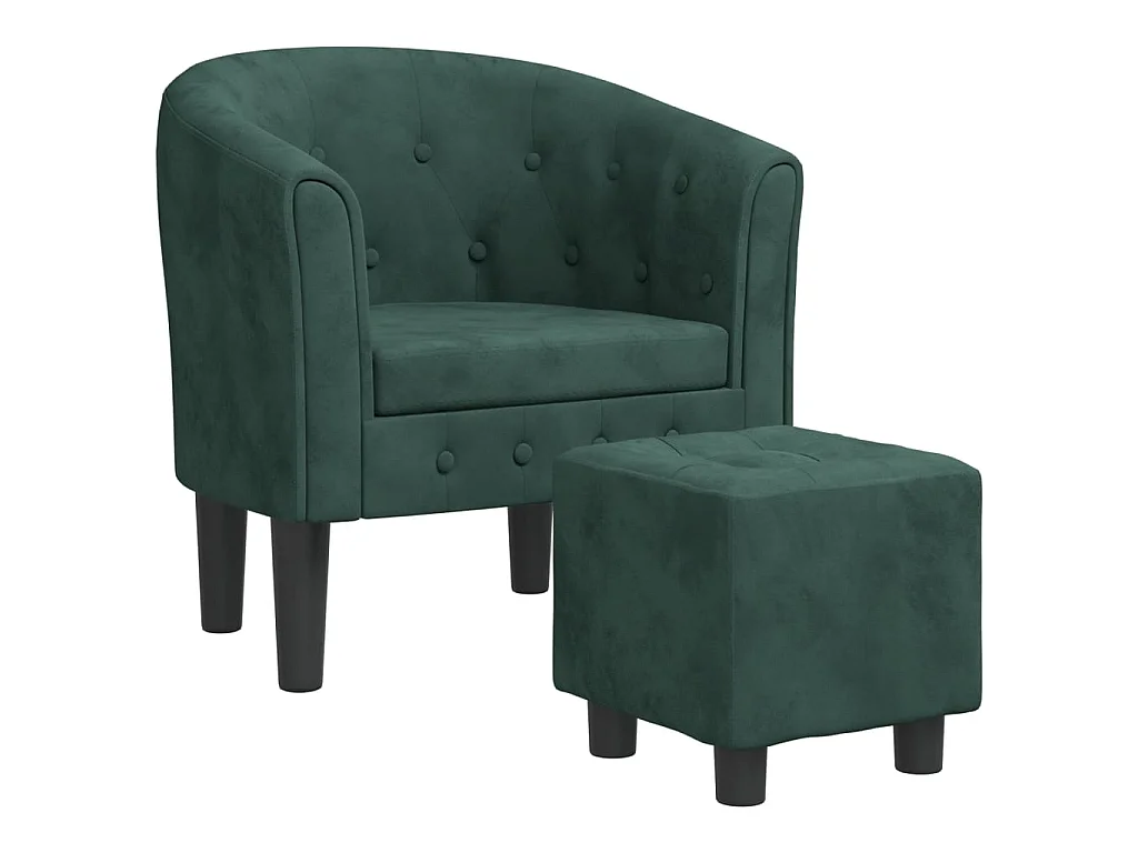 Fauteuil cabriolet avec repose-pied vert foncé velours