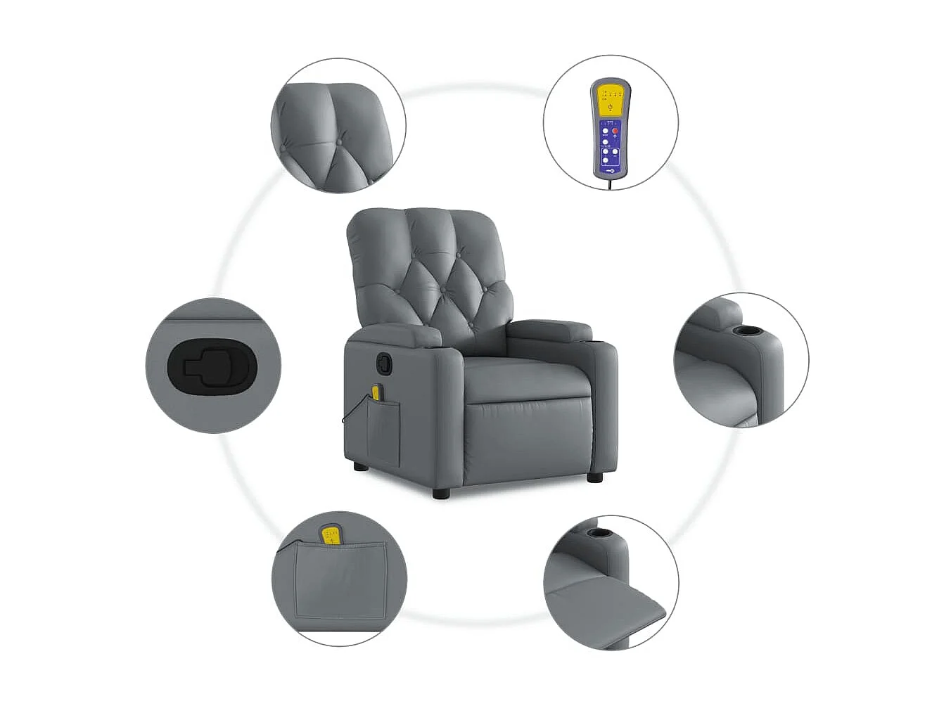 Fauteuil de massage inclinable Gris Similicuir