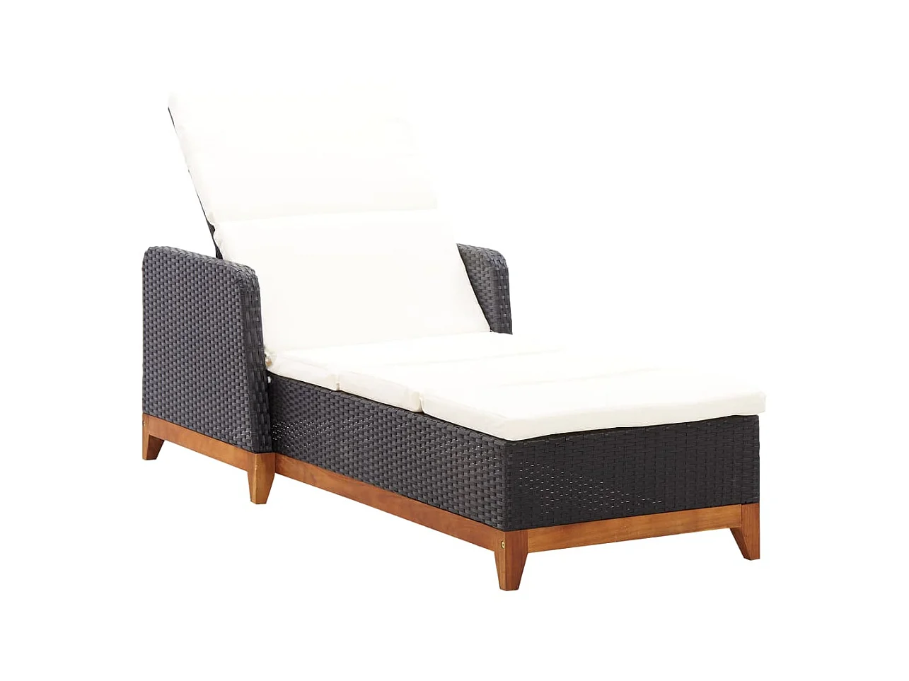 Poltrona lounge Resina intrecciata e legno massello di acacia Nero