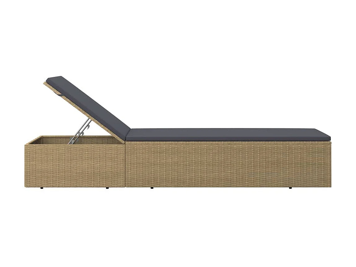 Chaise longue Résine tressée Marron et gris foncé