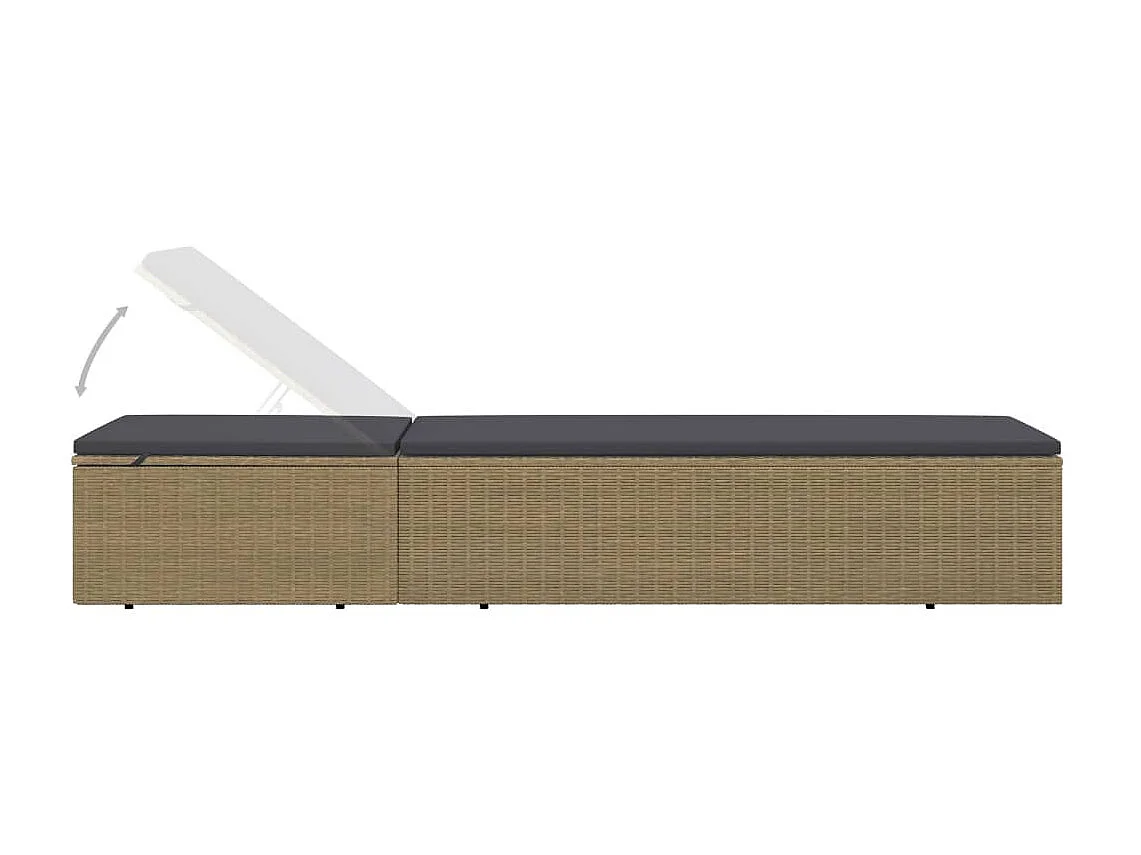 Chaise longue Résine tressée Marron et gris foncé