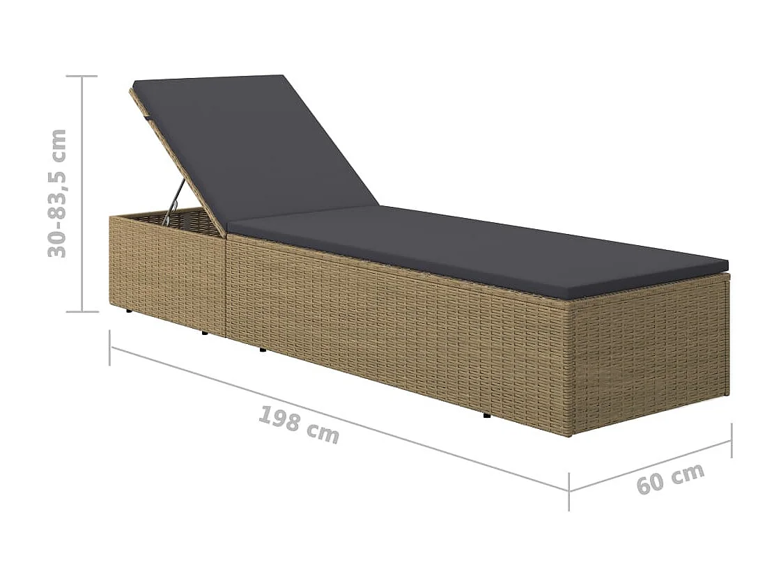 Chaise longue Résine tressée Marron et gris foncé