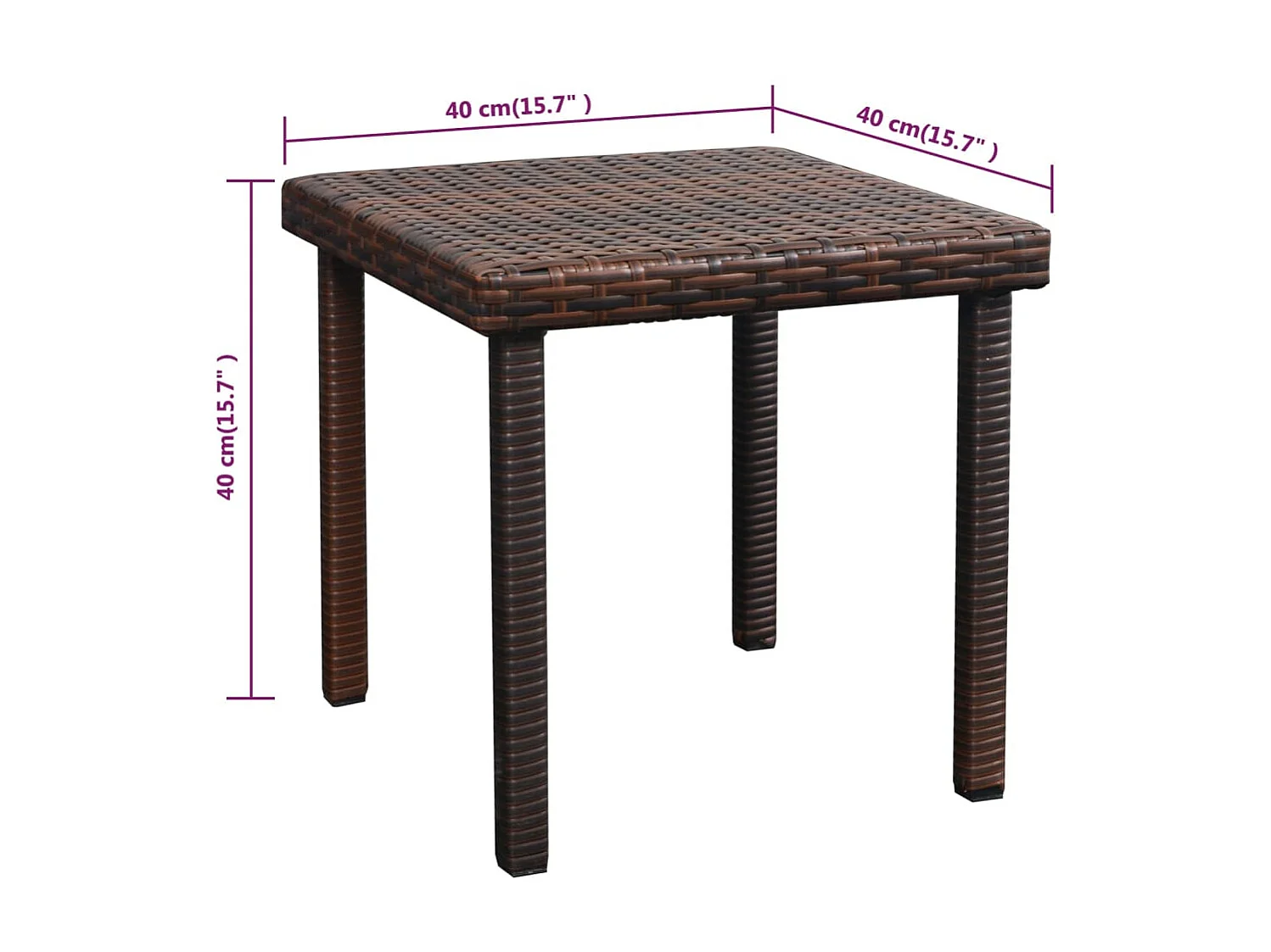 Sillón con cojín y mesa Resina trenzada Marrón