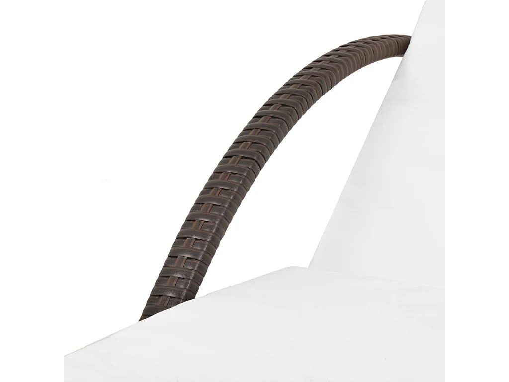 Chaise longue avec coussin et table Résine tressée Marron