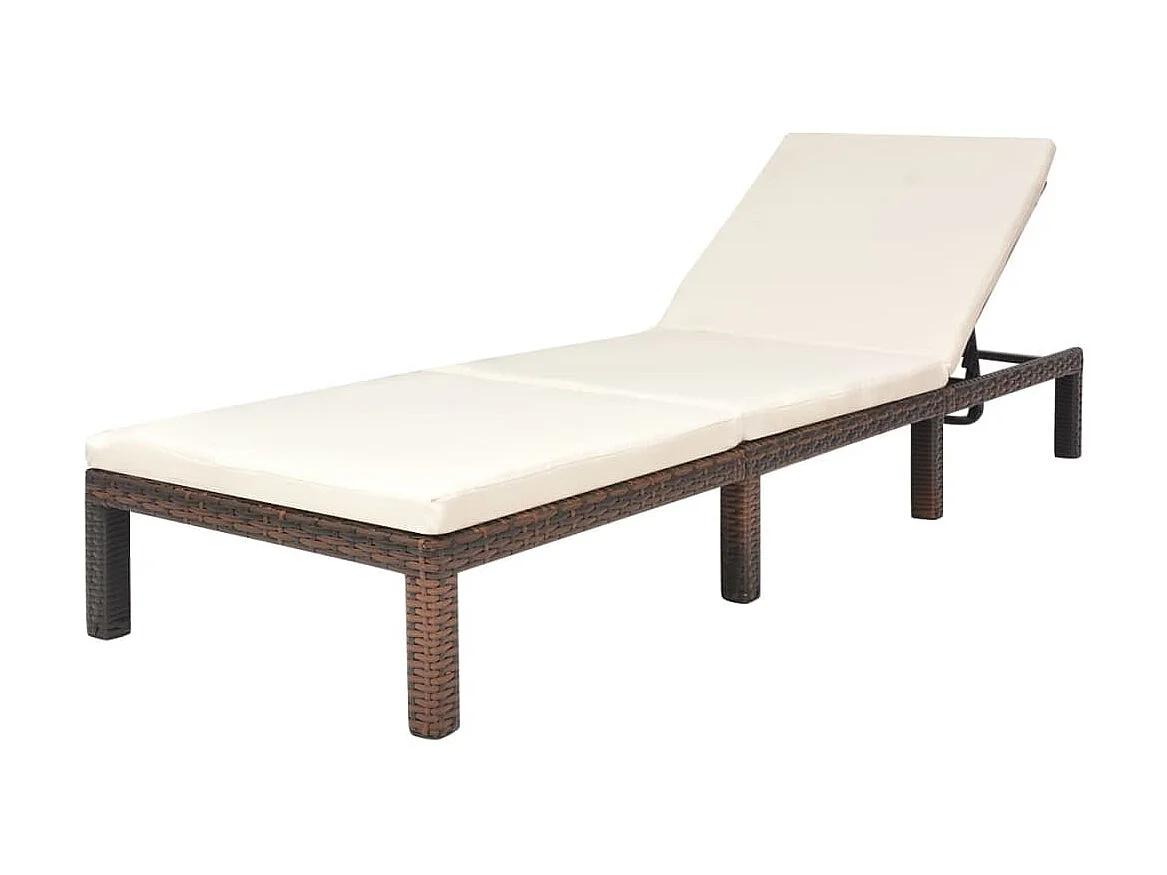 Chaise longue avec coussin Résine tressée Marron