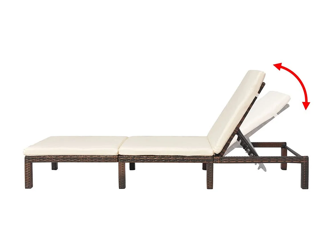 Chaise longue avec coussin Résine tressée Marron