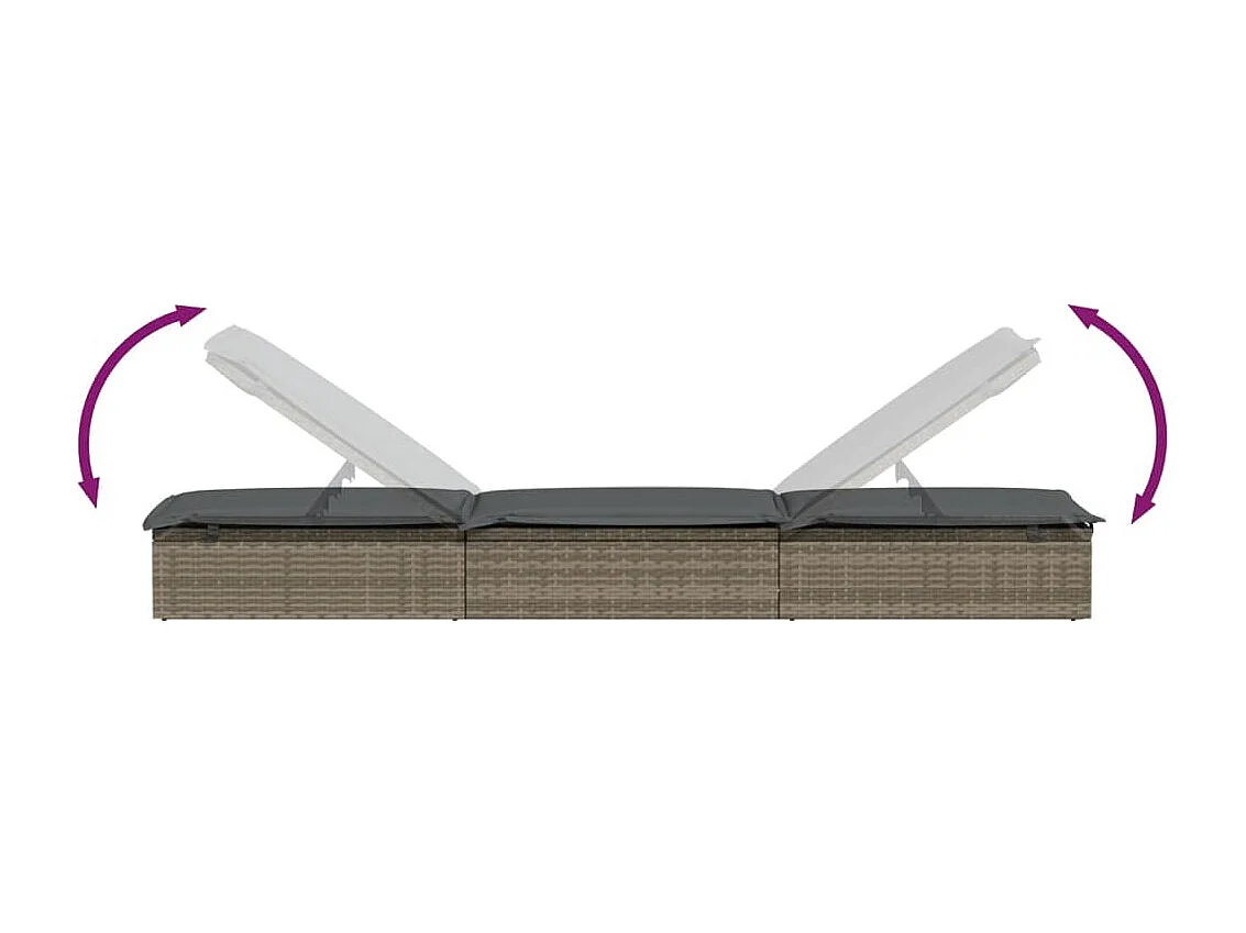 Sillón con cojín gris 201x55x62 cm resina tejida