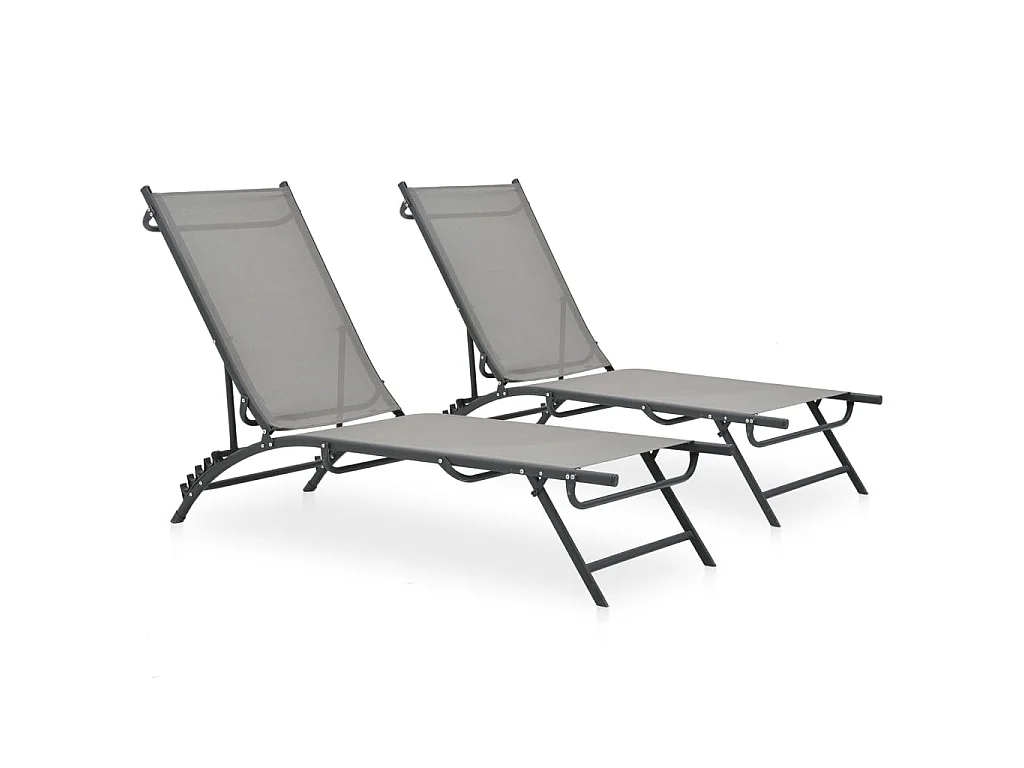 Chaises longues 2 pcs Textilène et acier