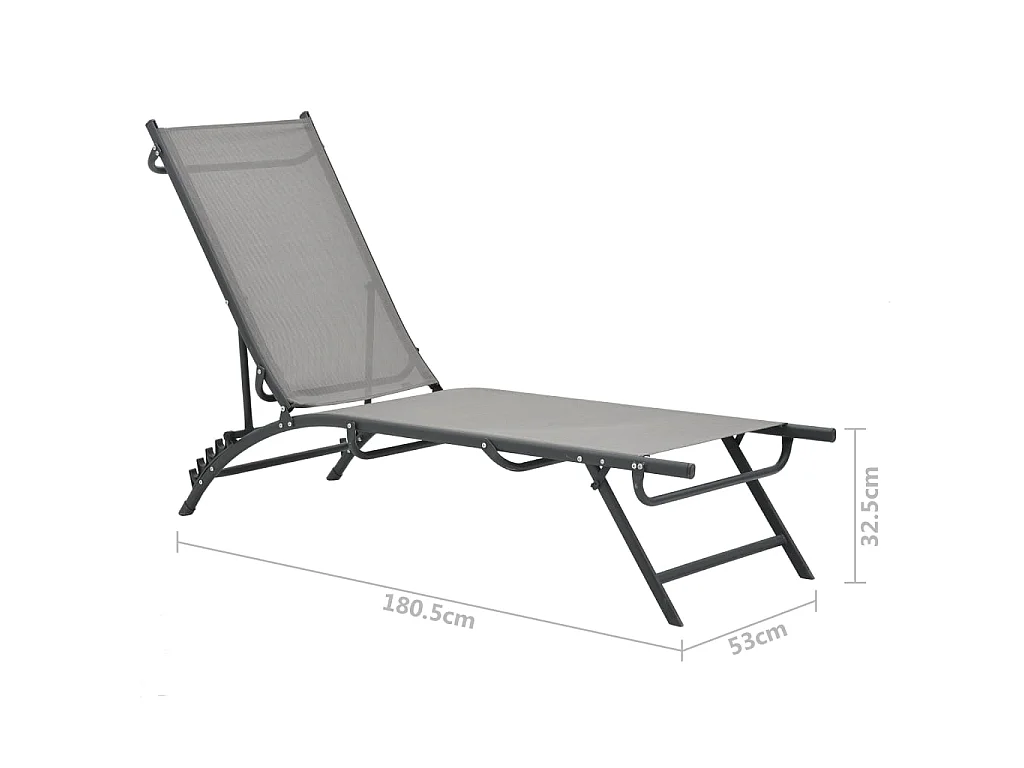 Chaises longues 2 pcs Textilène et acier