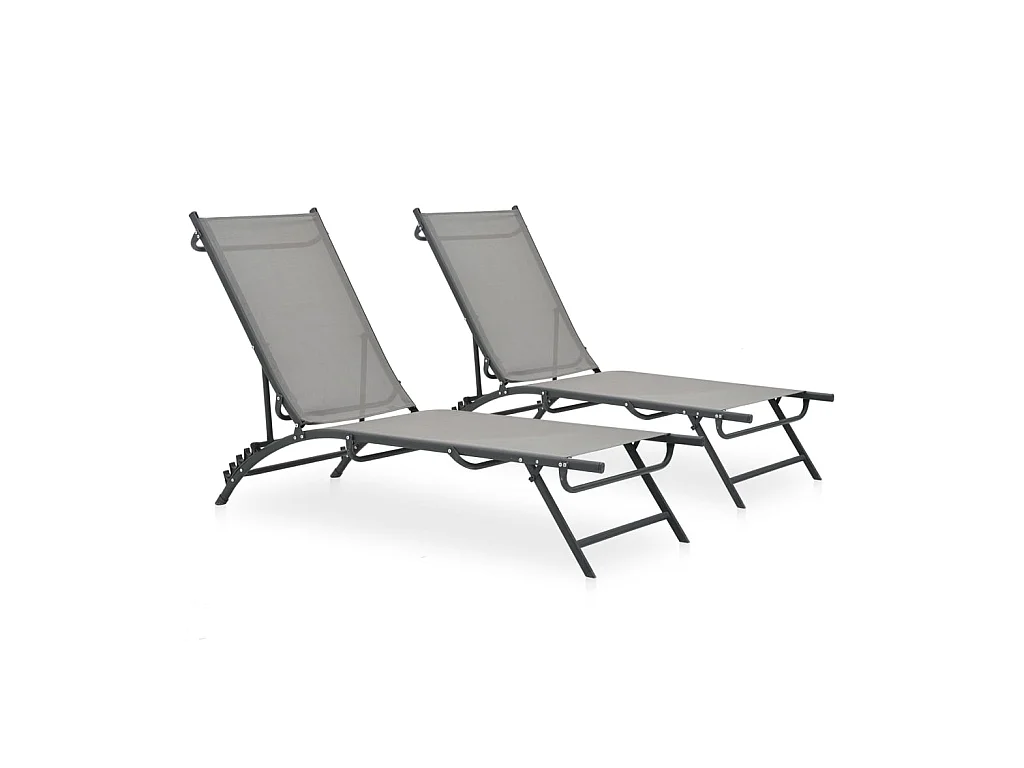 Chaises longues 2 pcs Textilène et acier