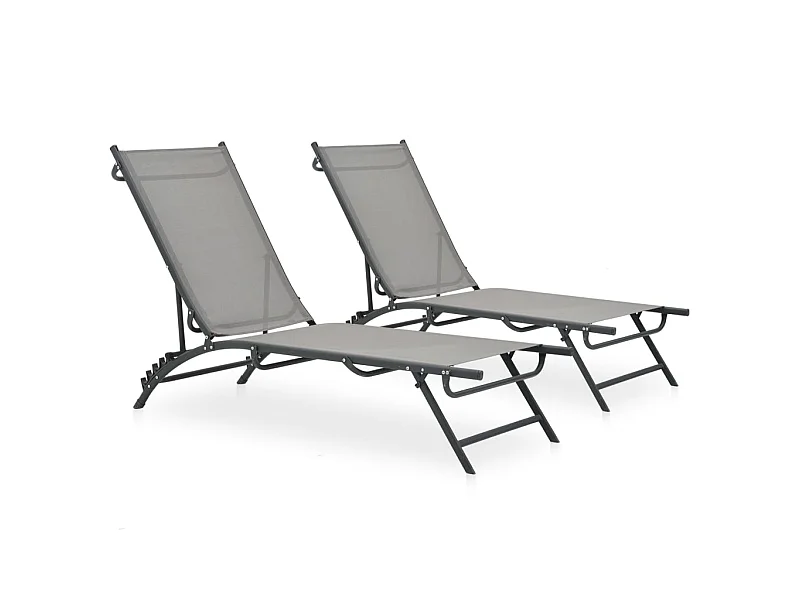 Ligstoelen 2 stuks Textilene en staal