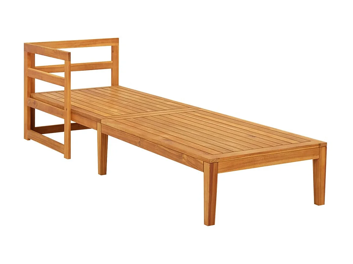 Chaise longue avec 1 accoudoir Blanc crème Bois d'acacia solide