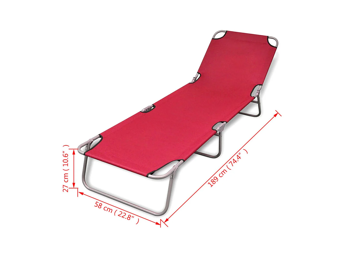 Chaise longue pliable Acier enduit de poudre Rouge