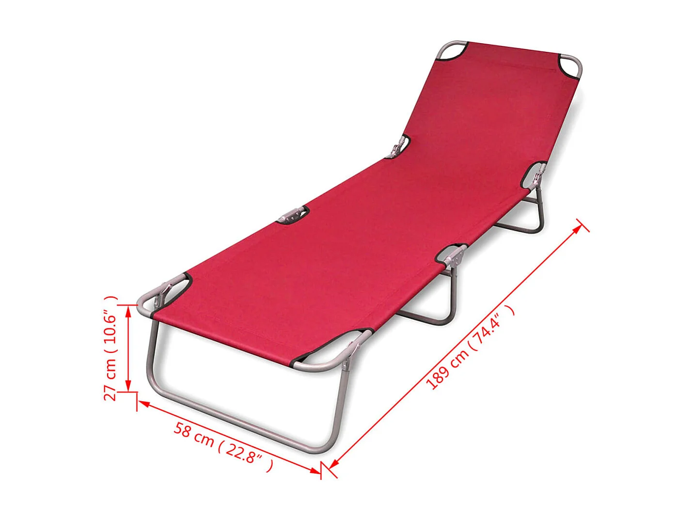 Chaise longue pliable Acier enduit de poudre Rouge