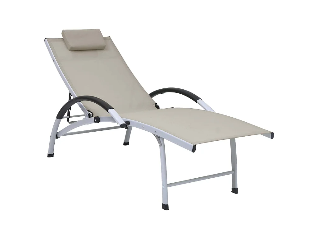 Chaise longue Aluminium textilène Crème