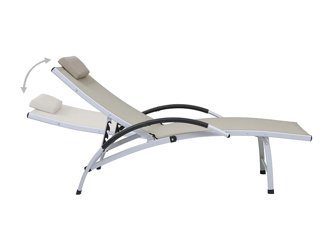 Chaise longue Aluminium textilène Crème