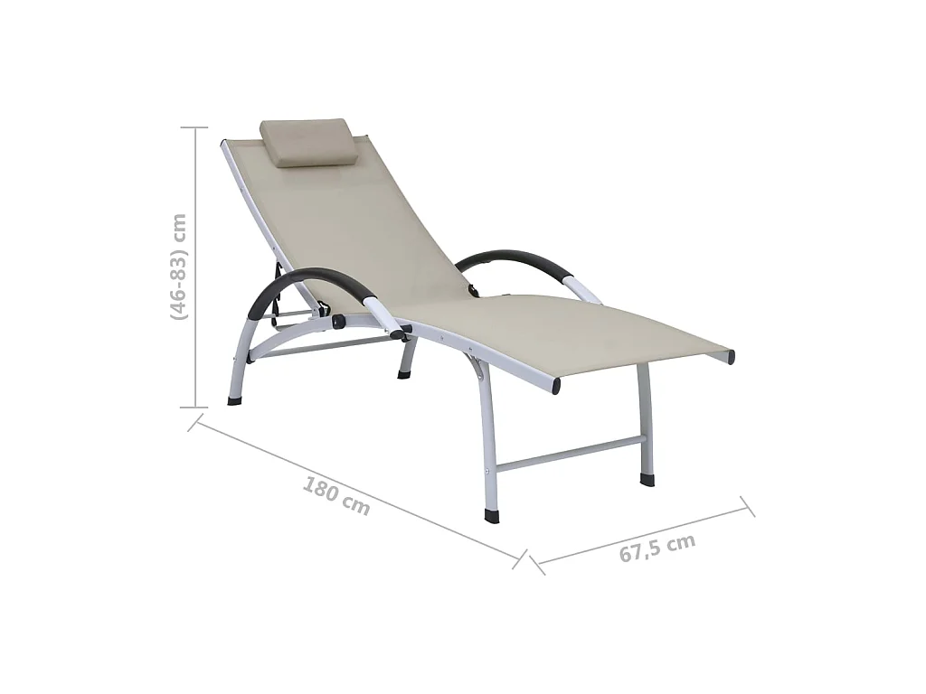 Chaise longue Aluminium textilène Crème