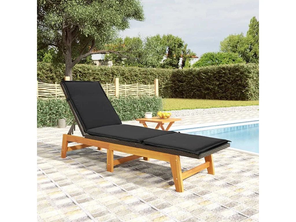 Poltrona lounge con tavolo Resina intrecciata e legno massello di acacia