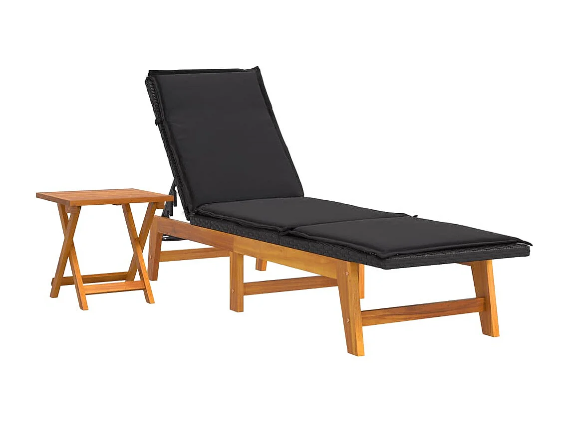 Poltrona lounge con tavolo Resina intrecciata e legno massello di acacia