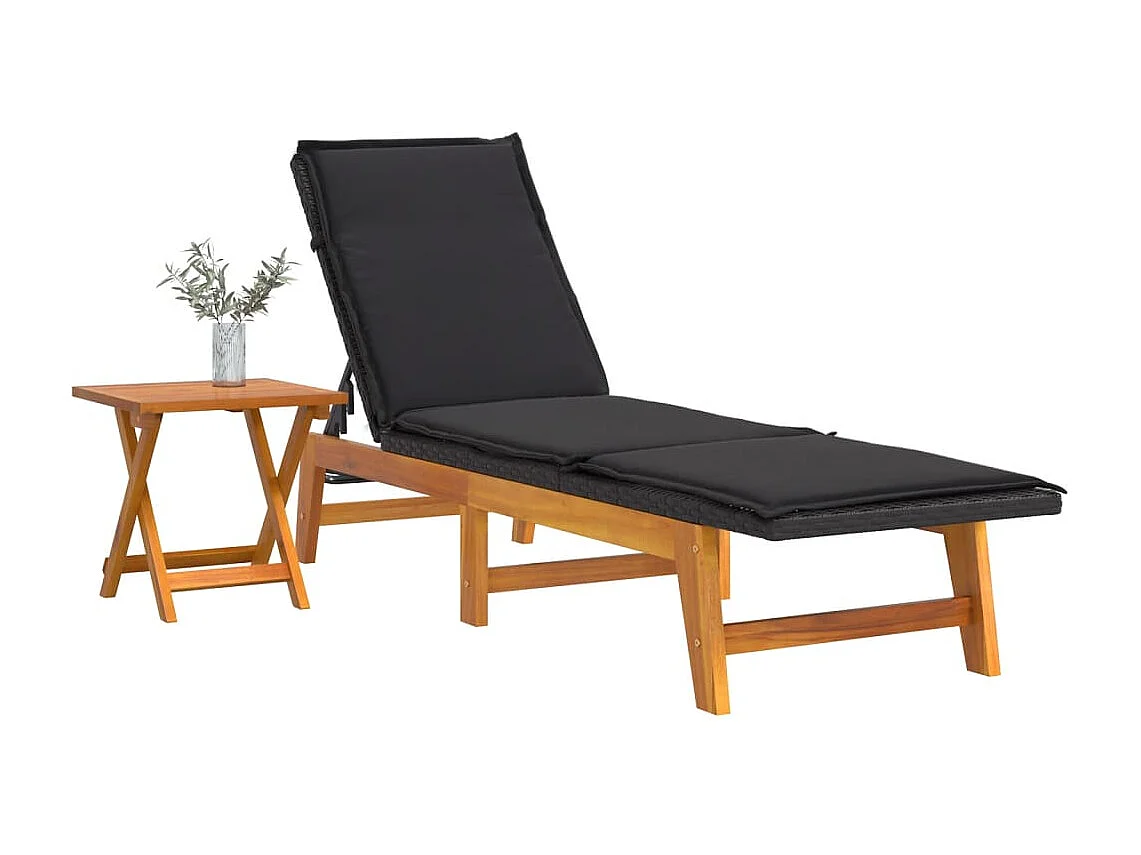 Poltrona lounge con tavolo Resina intrecciata e legno massello di acacia