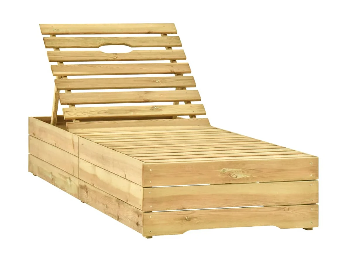 Sdraio da giardino con tavolino e cuscino Pino impregnato