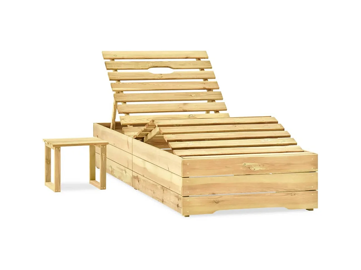 Espreguiçadeira com mesa Madeira de pinho impregnada de verde