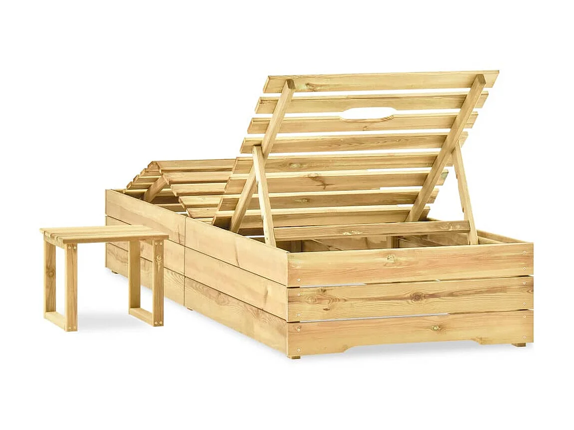 Chaise longue avec table Bois de pin imprégné de vert