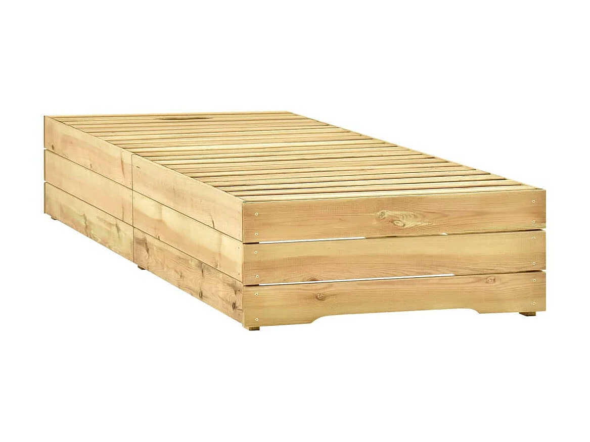 Chaise longue avec table Bois de pin imprégné de vert