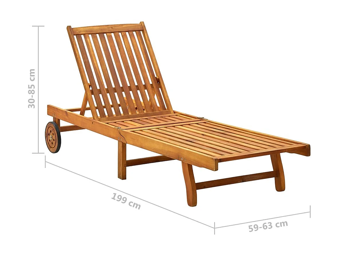 Chaise longue Bois d'acacia solide