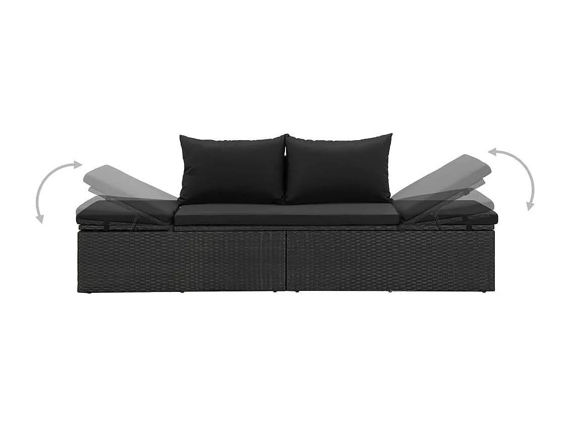Poltrona lounge con cuscini Resina midollino Nero
