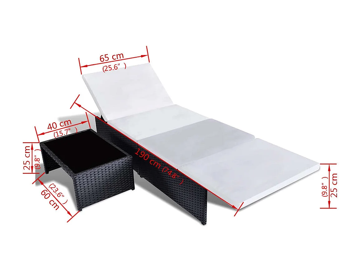 2 sillones con mesa Resina mimbre Negro