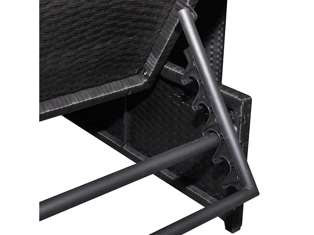 Chaises longues 2 pcs avec table Résine tressée Noir