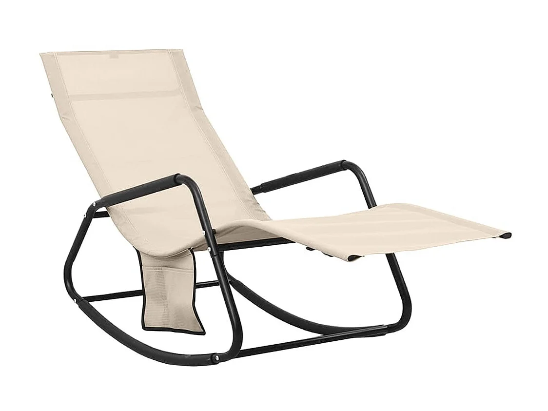 Chaise longue Acier et textilène Crème